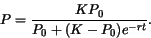 \begin{displaymath}
P = \frac{K P_0}{P_0 +(K-P_0) e^{-rt}}.
\end{displaymath}